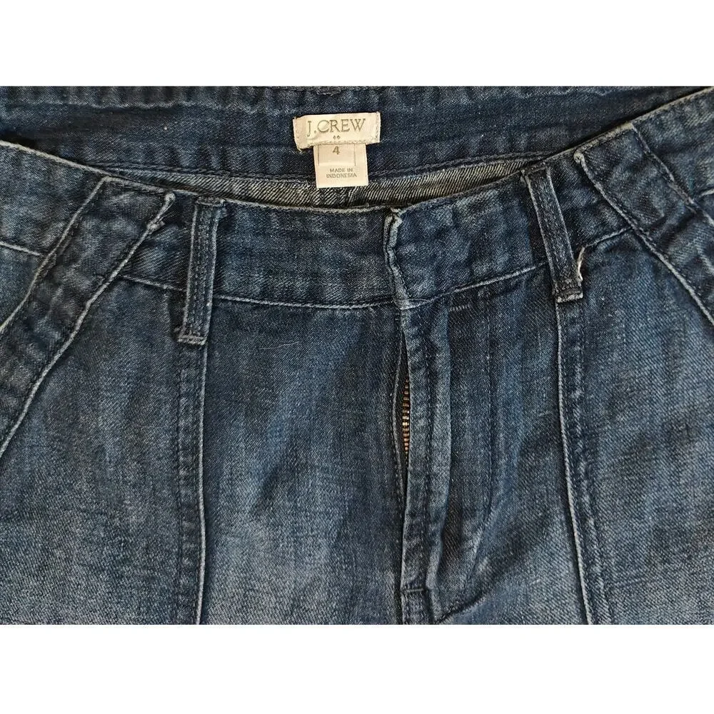 J.Crew Wide Leg Denim Pants Size 4 High Rise Blue Jeans